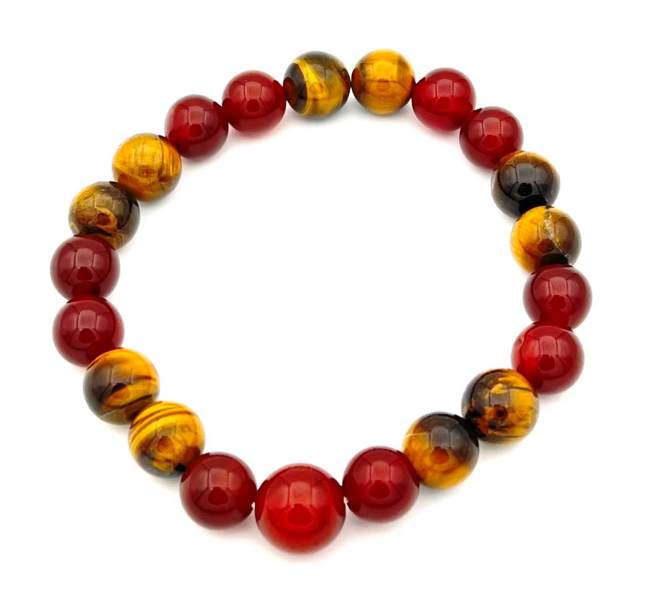 Large Size Carnelian & Tiger Eye Bracelet Wrist Mala 10mm