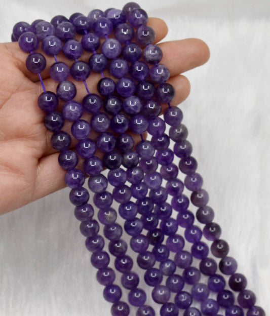 Amethyst Crystal Beads 8mm | Natural Gemstone Beads for Jewelry Making
