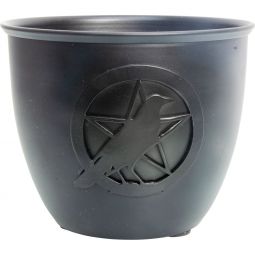 Metal Smudge Pot - Pentacle w/ Raven Large