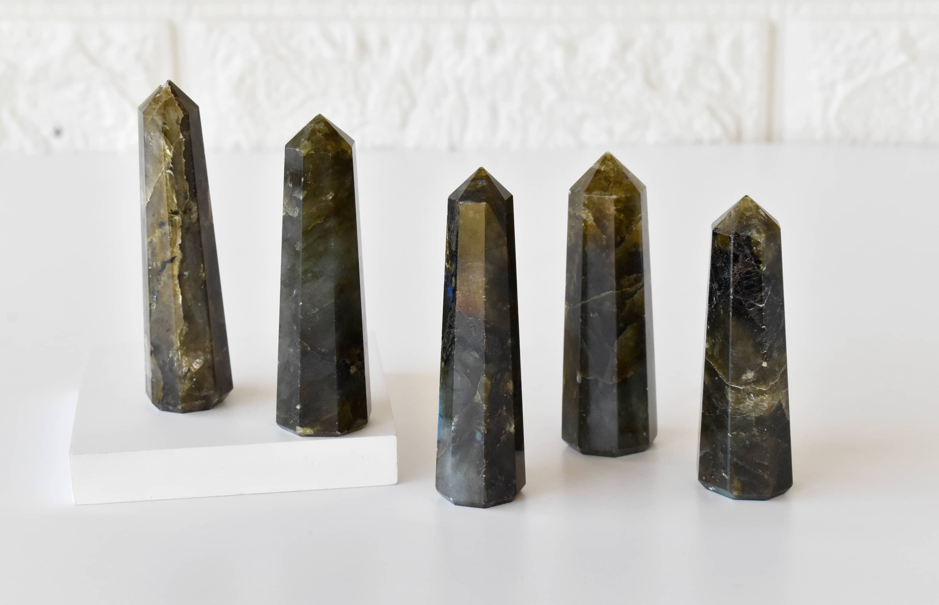 Labradorite Crystal Tower | Healing Obelisk Point | Natural Gemstone Tower
