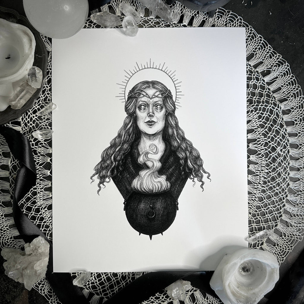 Ceridwen Fine Art Print - Welsh Goddess of Wisdom & Rebirth