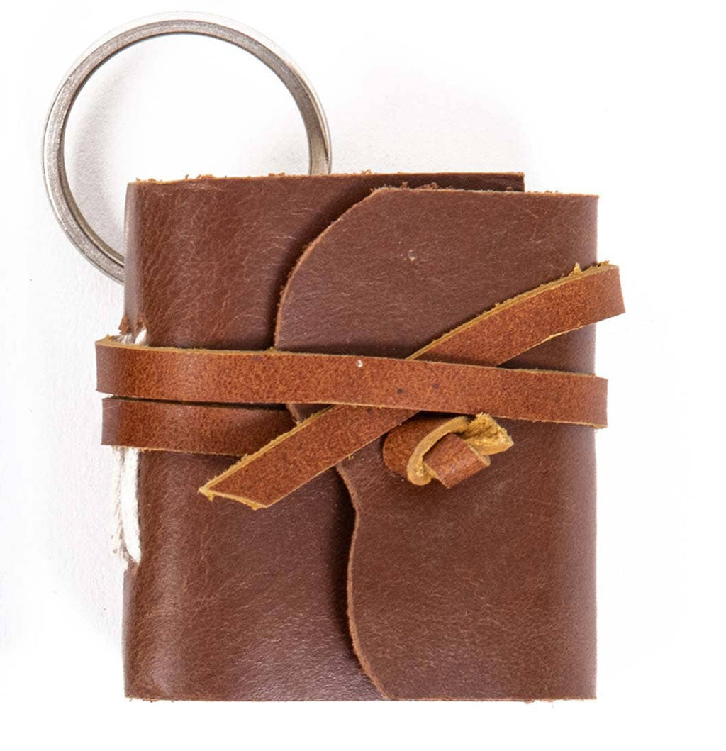 Miniature Leather Journal Keychain - Handmade Pocket Diary