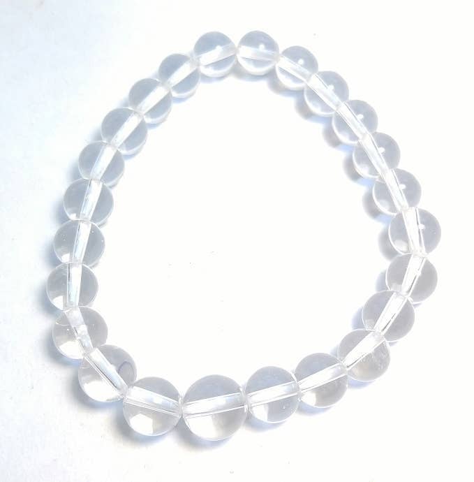 Clear Quartz Crystal Beaded Bracelet - Wrist Mala - 8mm