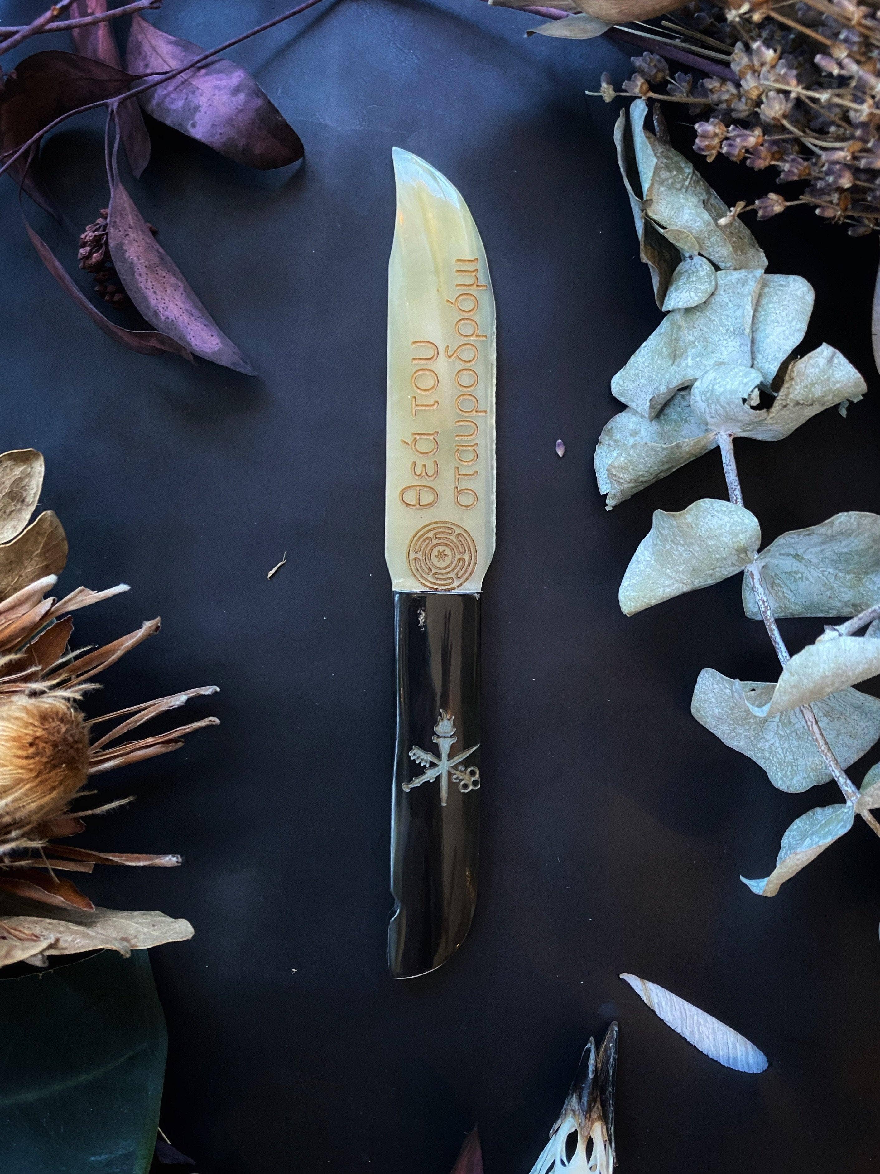 Hand-Etched Horn & Bone Athame | Ritual Knife | Custom Designs Available
