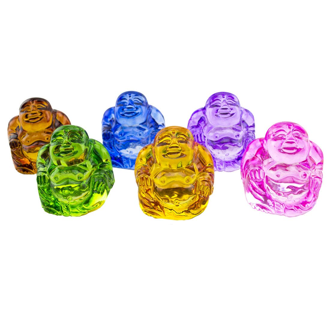 Crystal Buddha Set of 6 Large – Hotei Laughing Buddha Statues