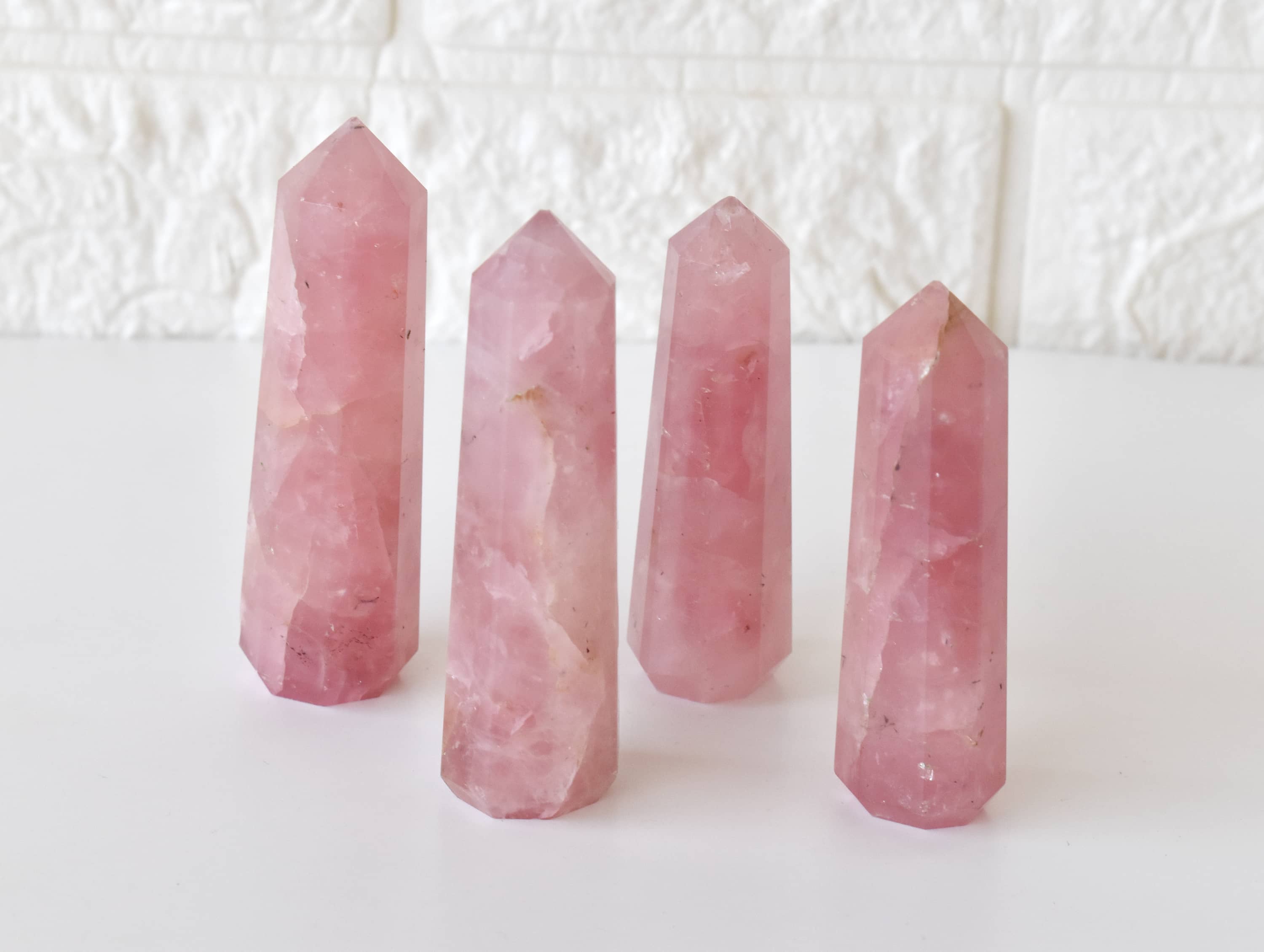 Rose Quartz Crystal Tower | Healing Obelisk Point | Natural Gemstone Tower