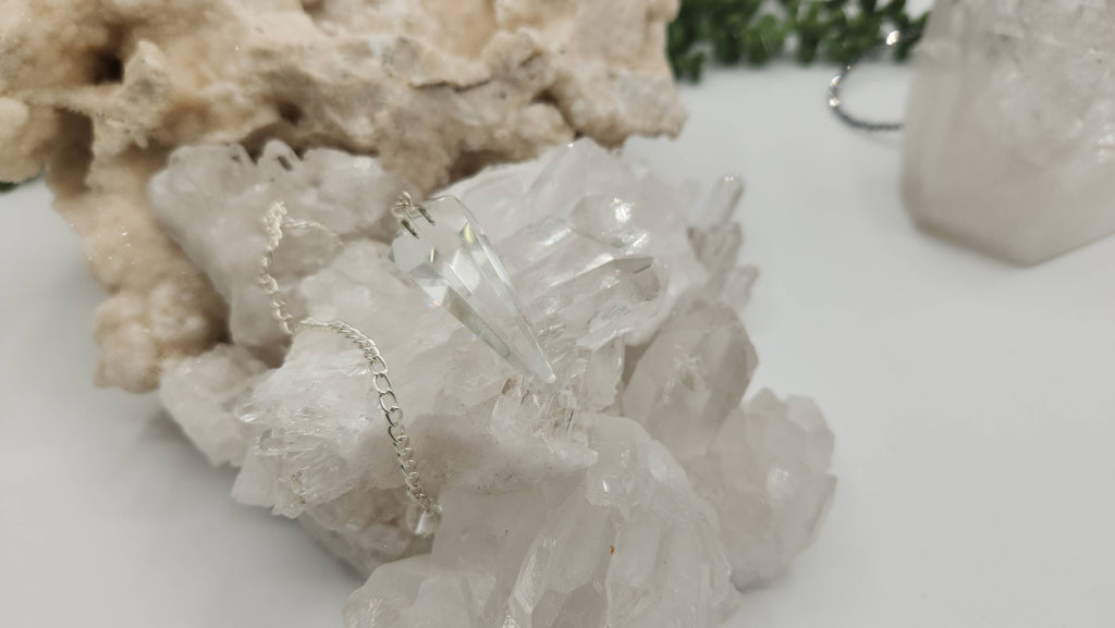 Clear Quartz Crystal Pendulum | Silver-Plated Chain | Divination & Energy Work