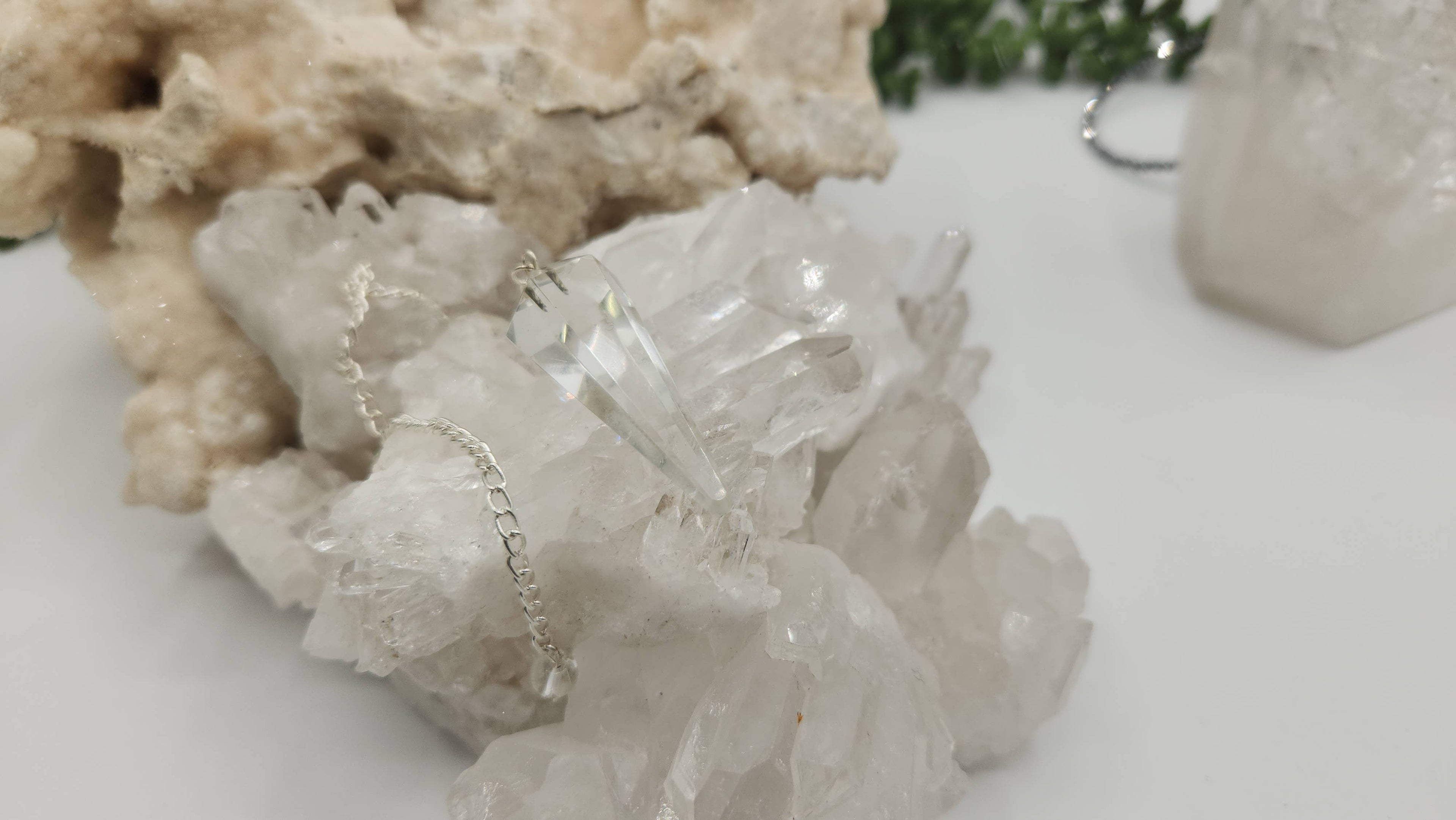 Clear Quartz Crystal Pendulum | Silver-Plated Chain | Divination & Energy Work