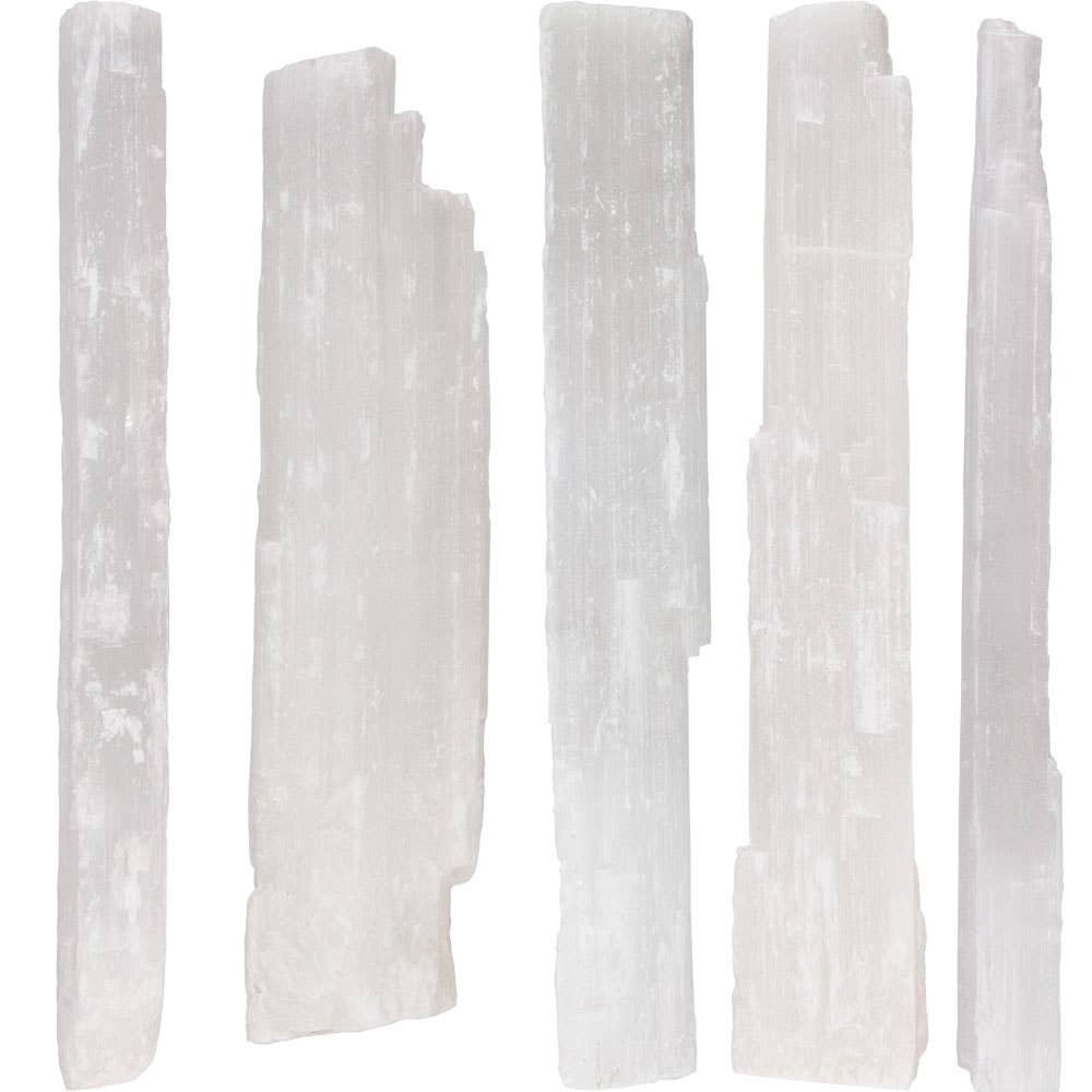 White Selenite Wand | Rough Natural Crystal Stick 15.5"