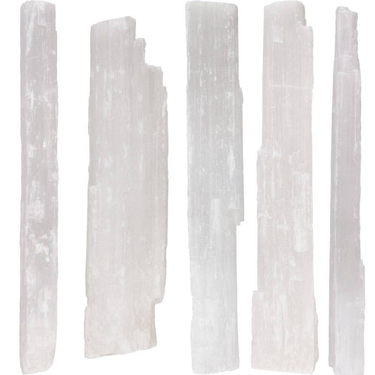 White Selenite Wand - Rough Natural Crystal Stick 15.5"