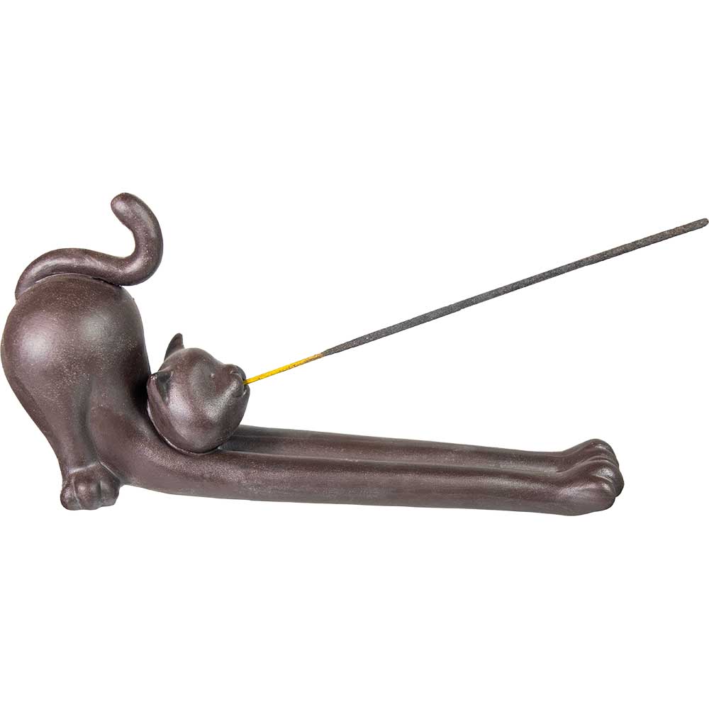 Yoga Cat Ceramic Incense Stick Holder – Brown