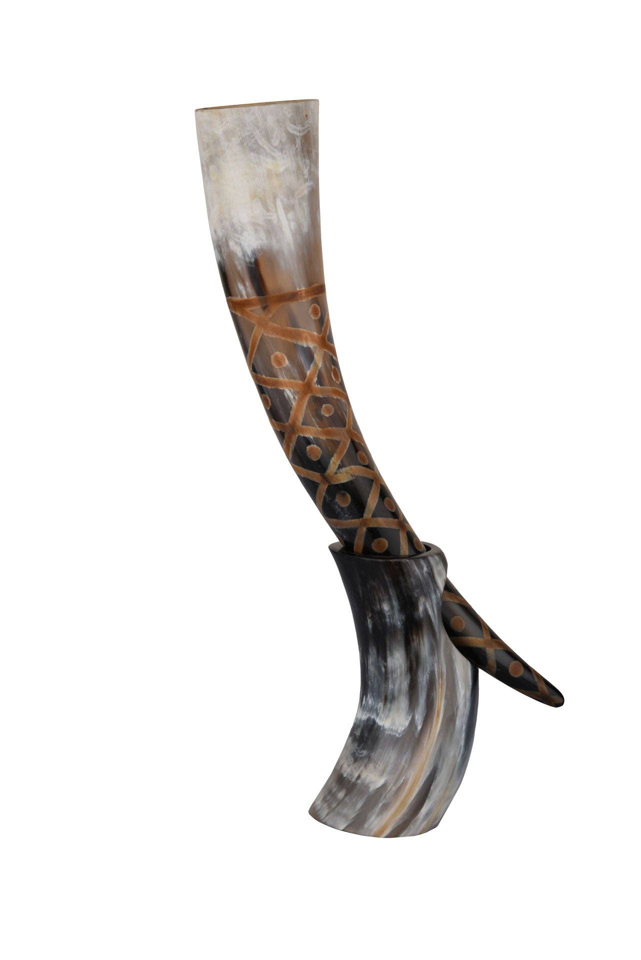 Real Viking Drinking Horn with Stand Cups Vessels, 14"