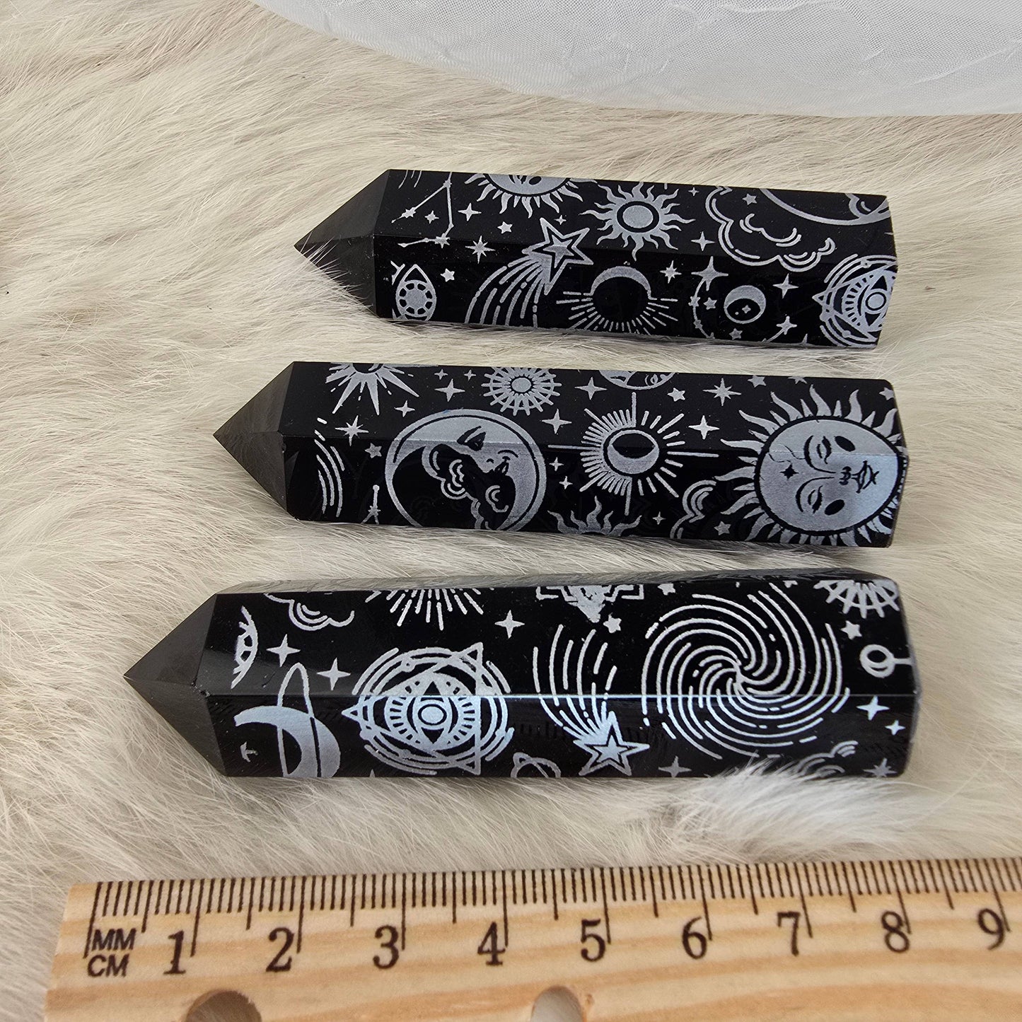 3pc Obsidian Design Tower ~ Polished Crystals