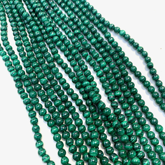 4mm Round Malachite Bead