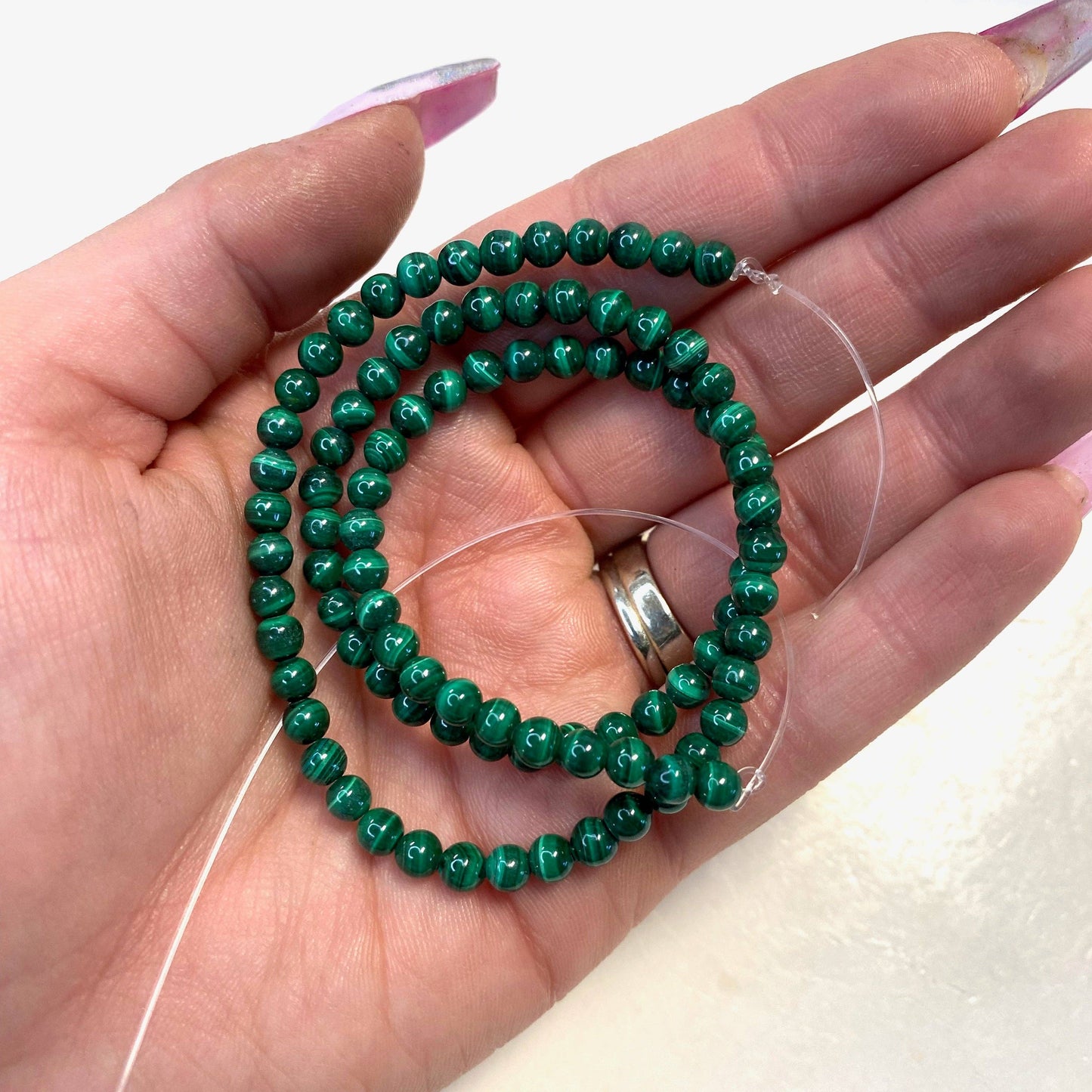 4mm Round Malachite Bead