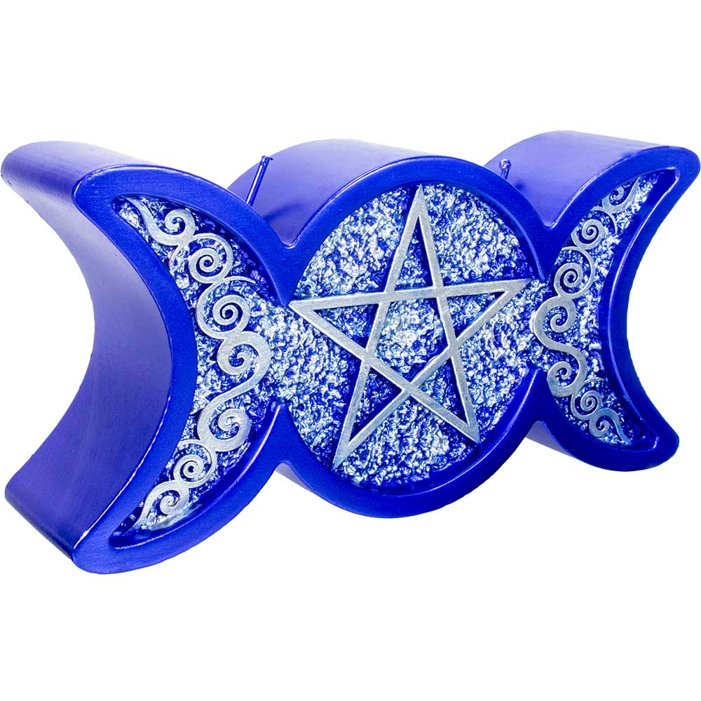 Intention Candle - Triple Moon Pentacle Purple & Silver Each