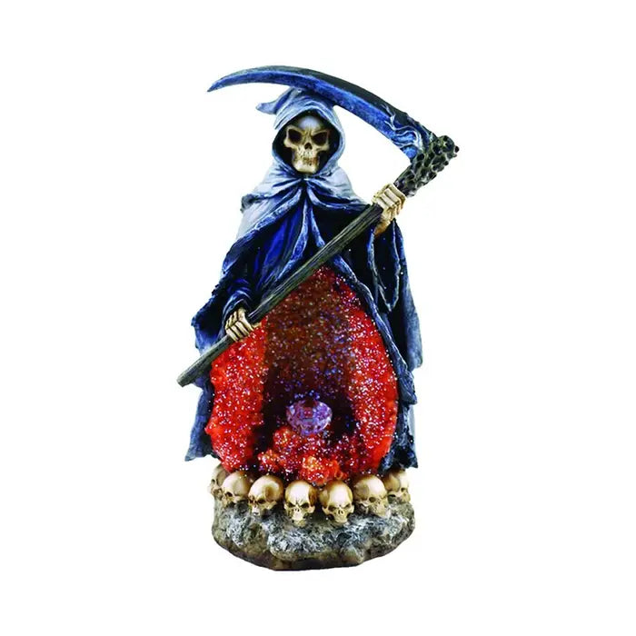 Grim Reaper Backflow Incense Burner with LED – 10" Red