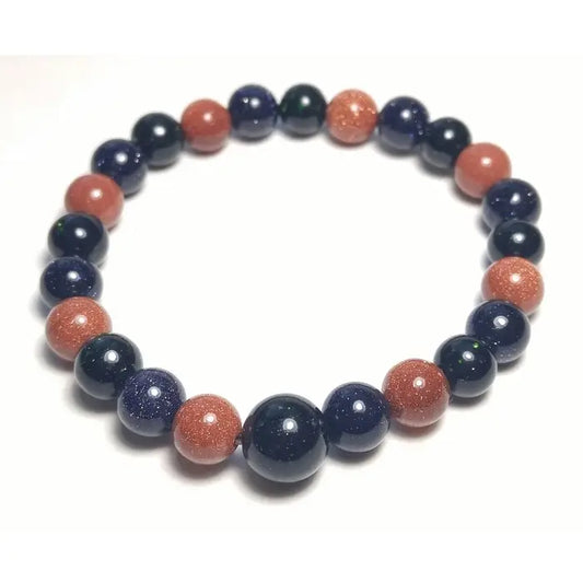 Red, Green & Blue Goldstone Beaded Bracelet