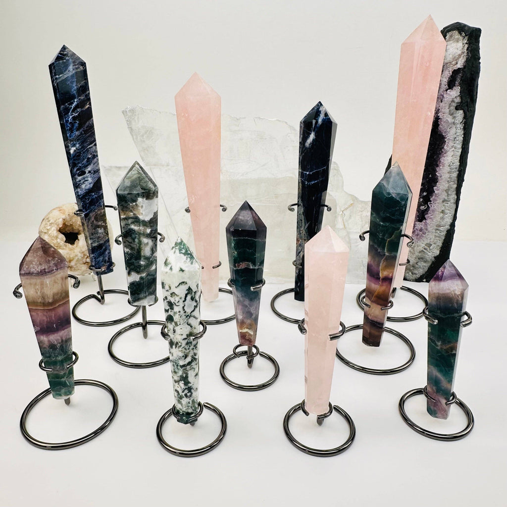 Crystal Wands on Metal Stand