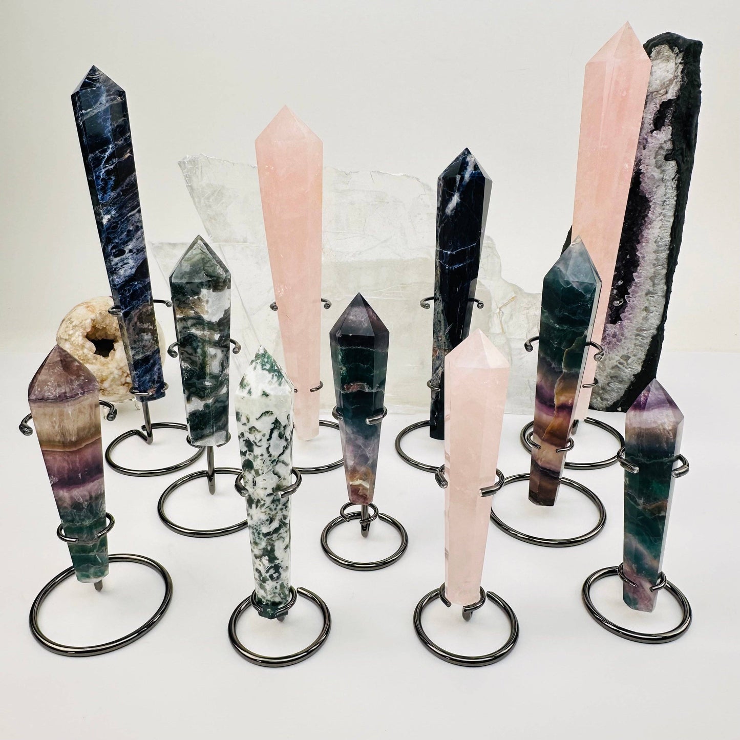 Crystal Wands on Metal Stand