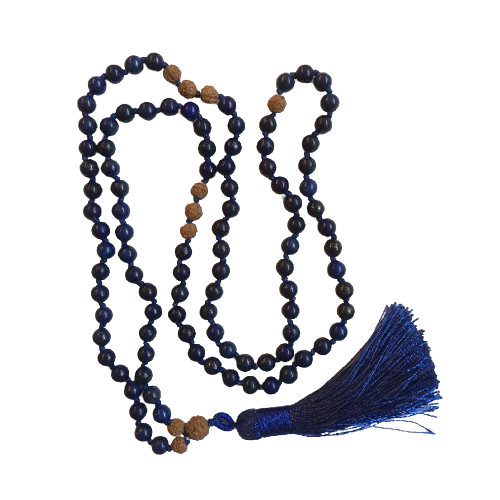 Lapis Lazuli w/Lava Stone Malas with Silk Tassel - 6mm
