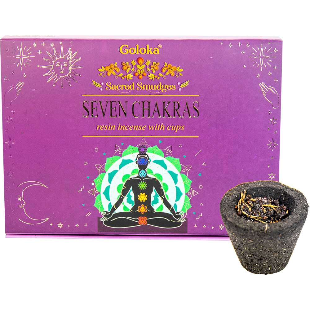Goloka Sacred Smudges Resin Cups - Seven Chakras (Pack of 6)