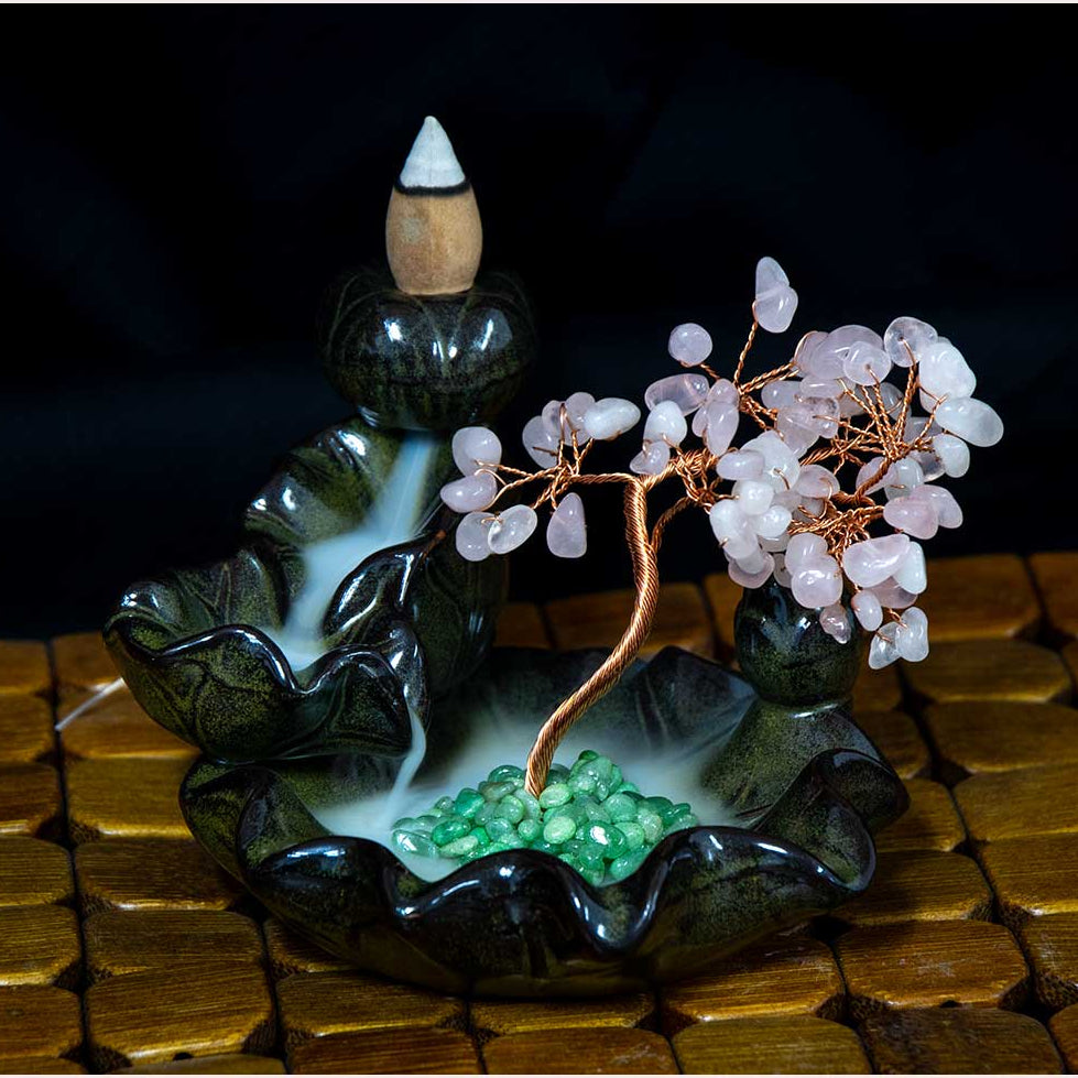 Ceramic Backflow Incense Holder - Amethyst Gem Tree (Each)
