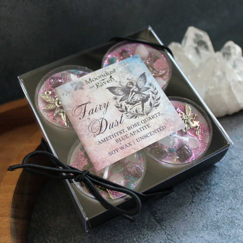 Fairy Dust Tealight Crystal Candles, Ritual Candles
