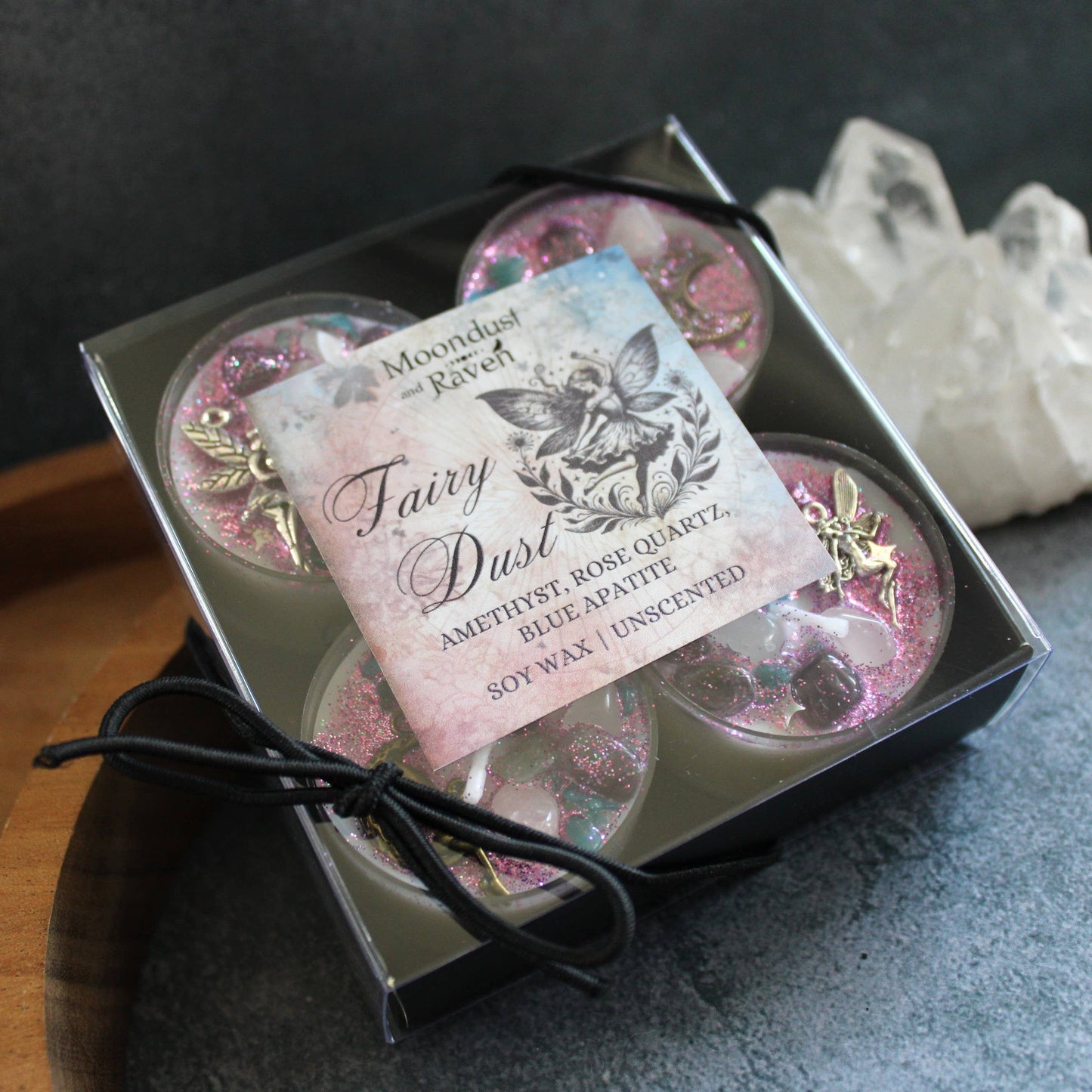 Fairy Dust Tealight Crystal Candles, Ritual Candles
