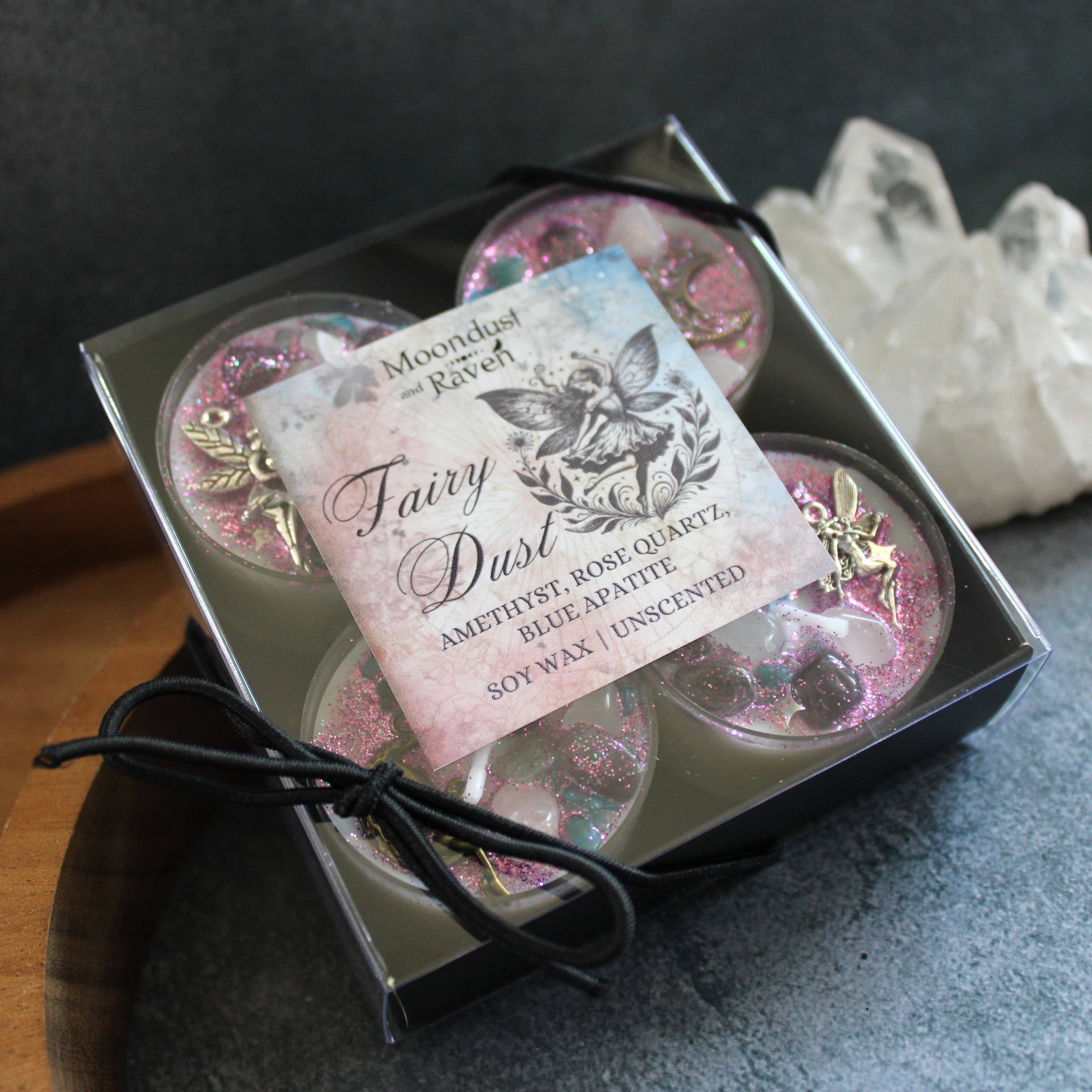Fairy Dust Tealight Crystal Candles, Ritual Candles