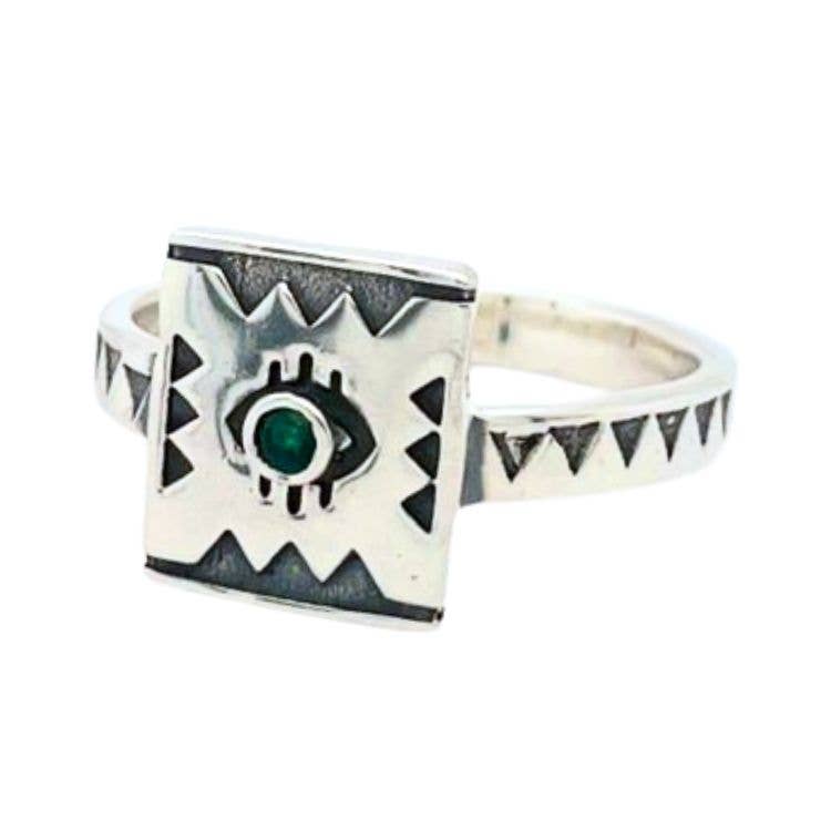 Emerald Promise Of The Oracle Ring - Sterling Silver Size 8