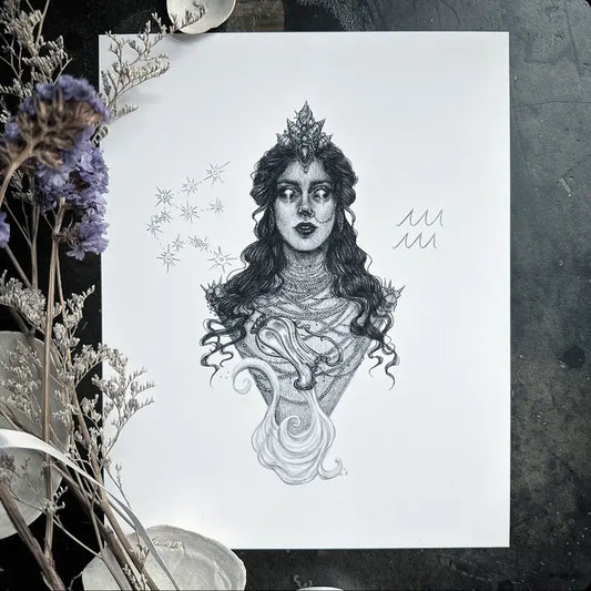 Aquarius Zodiac Goddess Fine Art Print