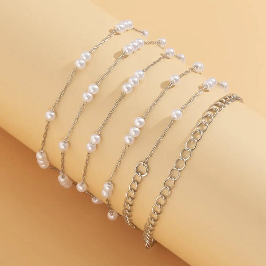 Dainty Beaded Pearl Waist Belly Chain in Solid Copper