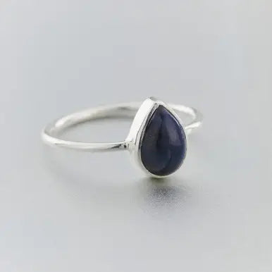 Sapphire Teardrop Sterling Silver Ring Size 8