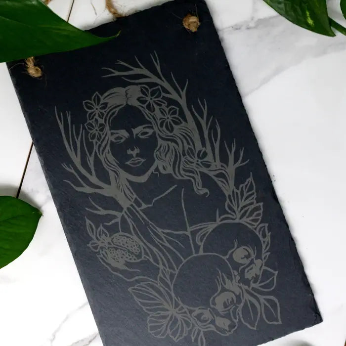 10" Slate Greek Goddess Persephone Wall Hanging Sign