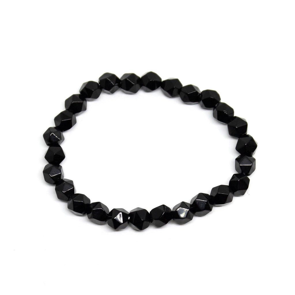 Black Tourmaline Icosahedron Gemstone Bracelet – 7-8mm Wrist Mala | Protection & Grounding | Namu Baru