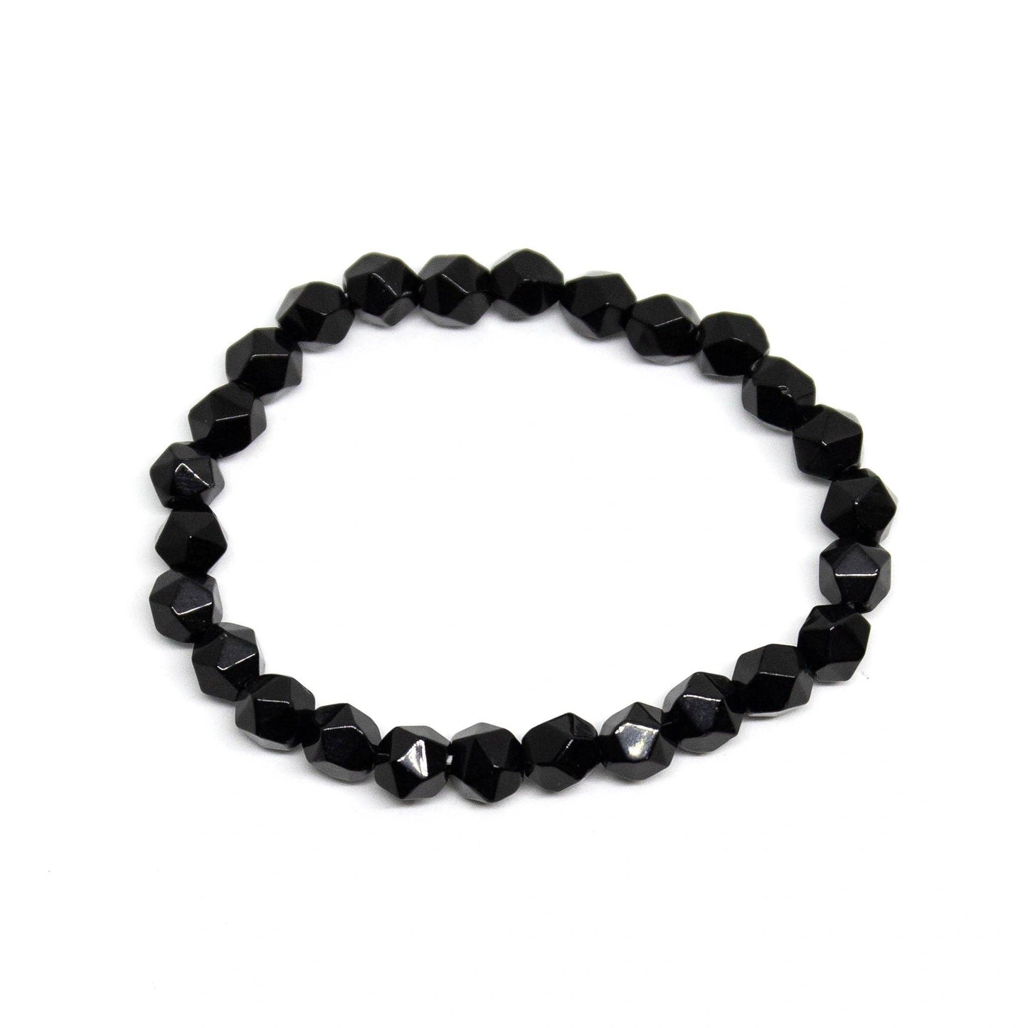 Black Tourmaline Icosahedron Gemstone Bracelet – 7-8mm Wrist Mala | Protection & Grounding | Namu Baru