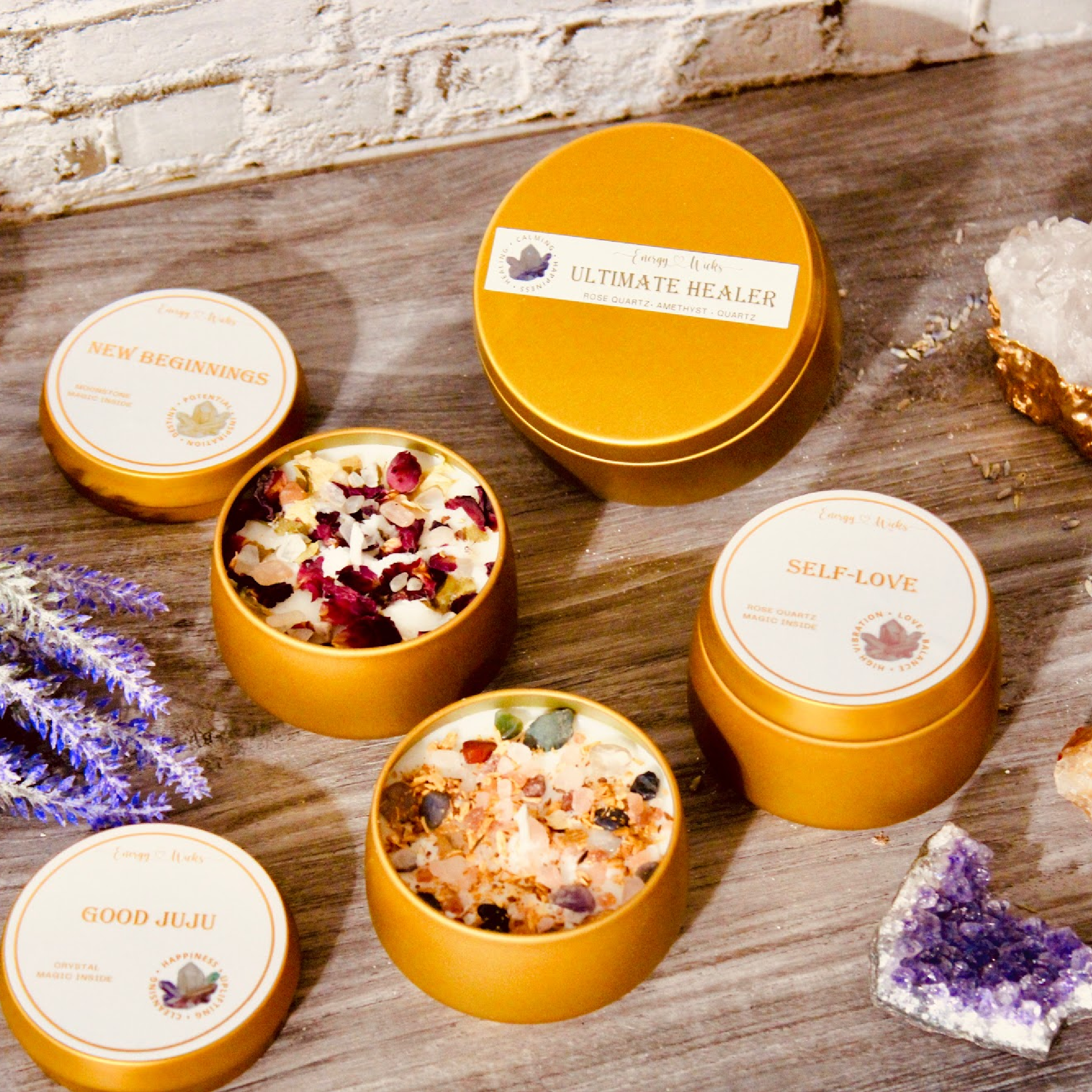 New Beginnings Crystal Candle 4oz - Moonstone & Brandied Pears Soy Candle