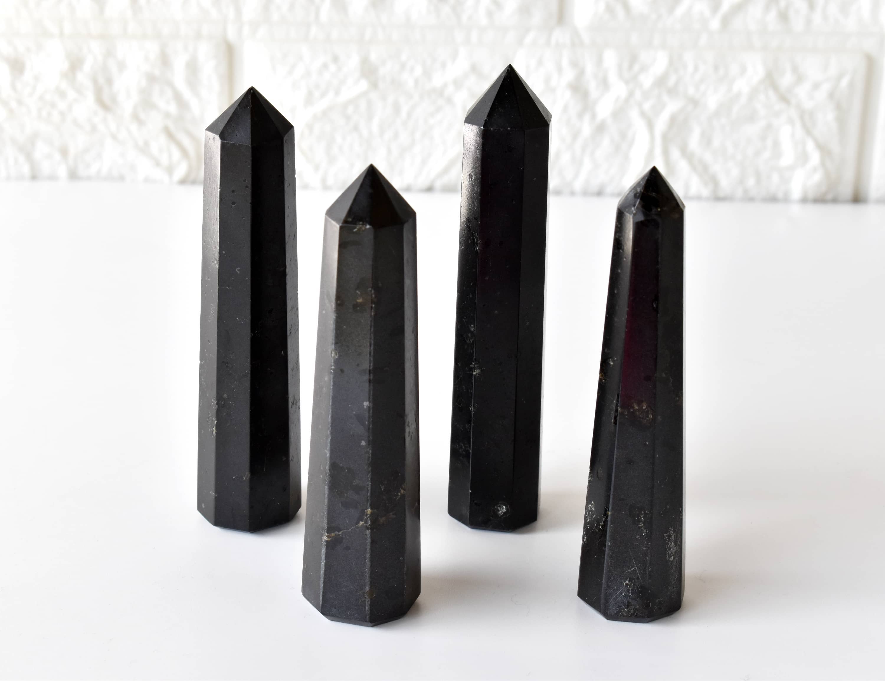 Black Tourmaline Crystal Tower | Healing Obelisk Point | Natural Gemstone Tower