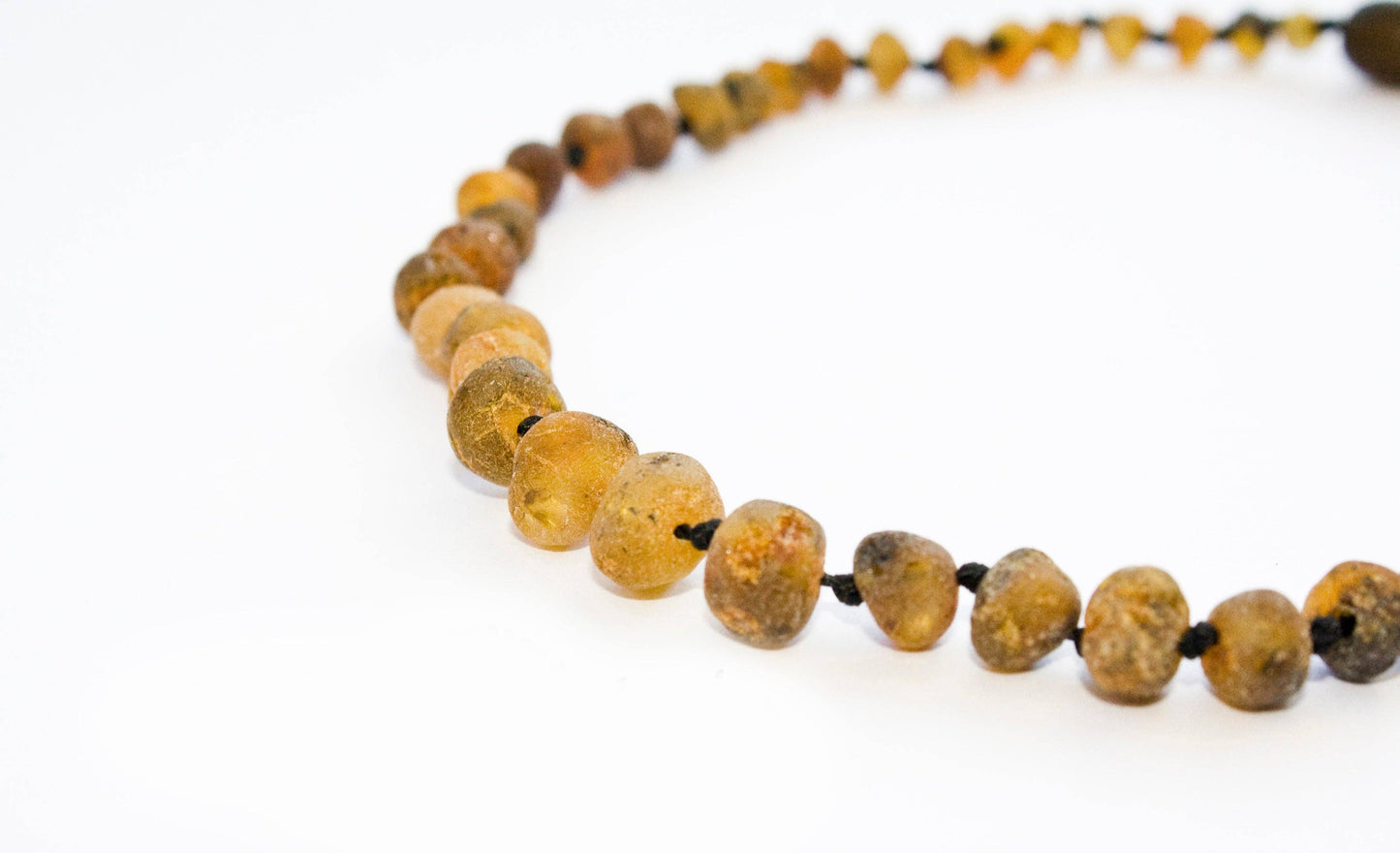 Baltic Amber Necklace - Raw Olive Circle 13"