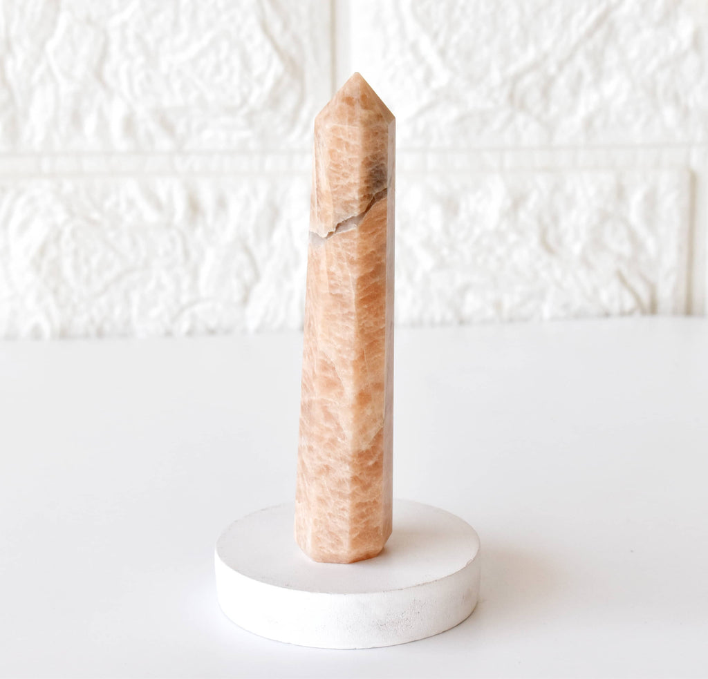 Moonstone Crystal Tower | Healing Obelisk Point | Natural Gemstone Tower