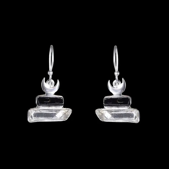 Black Tourmaline & Crystal Quartz Moon Madness Earrings | Sterling Silver