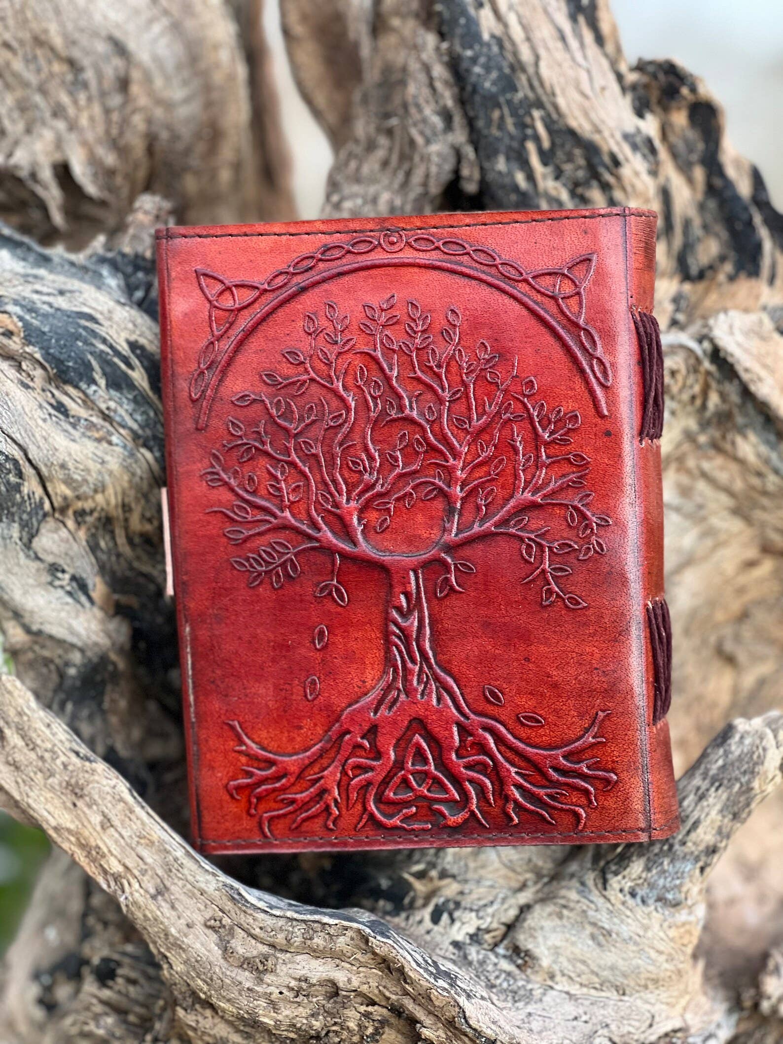 Tree Embossed Leather Journal diary with 200 Handmade pages