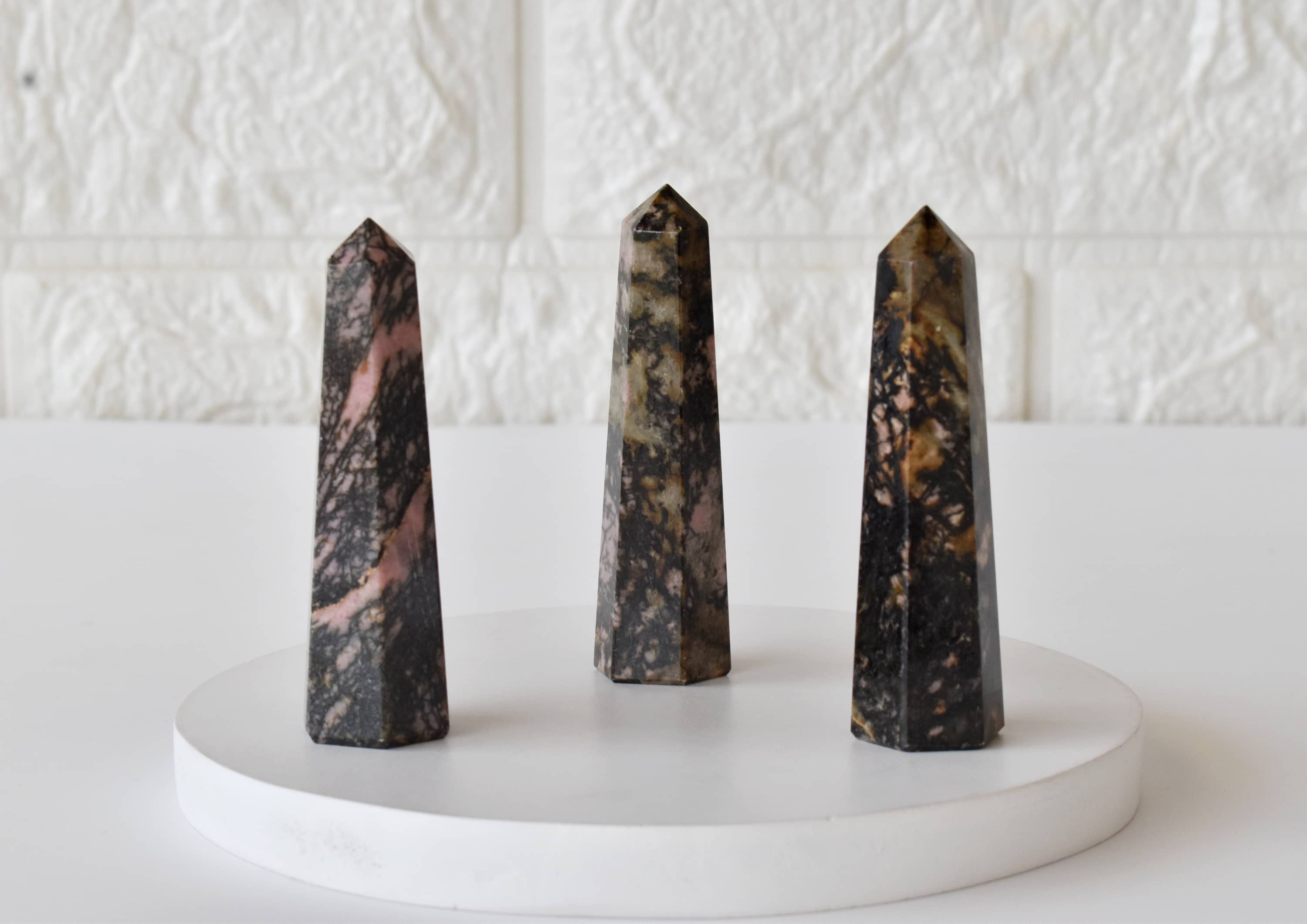 Rhodonite Crystal Tower | Healing Obelisk Point | Natural Gemstone Tower