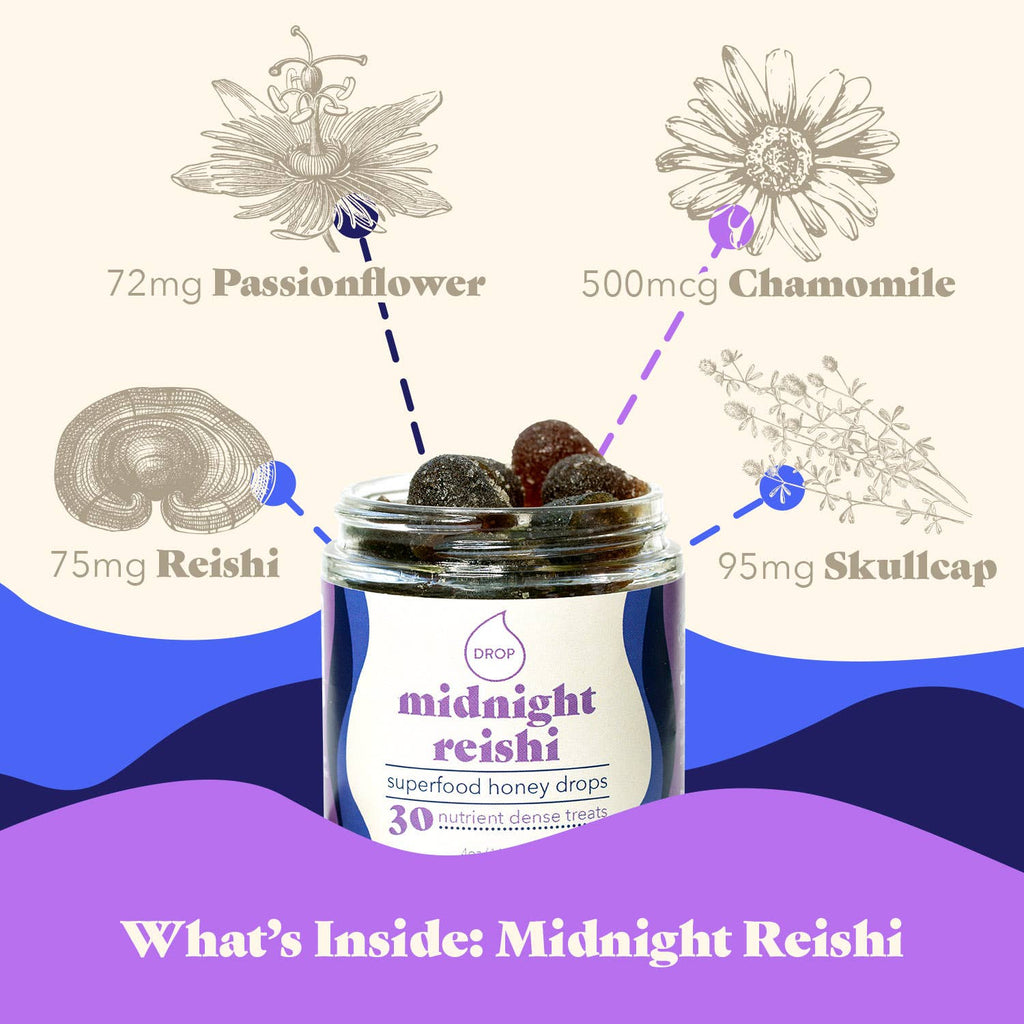 Midnight Reishi Mushroom Honey Gummies – Sleep & Relaxation | Honey Drops