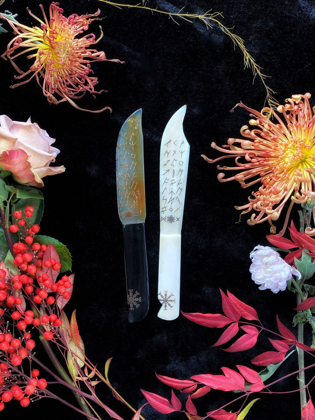 Hand-Etched Horn & Bone Athame | Ritual Knife | Custom Designs Available