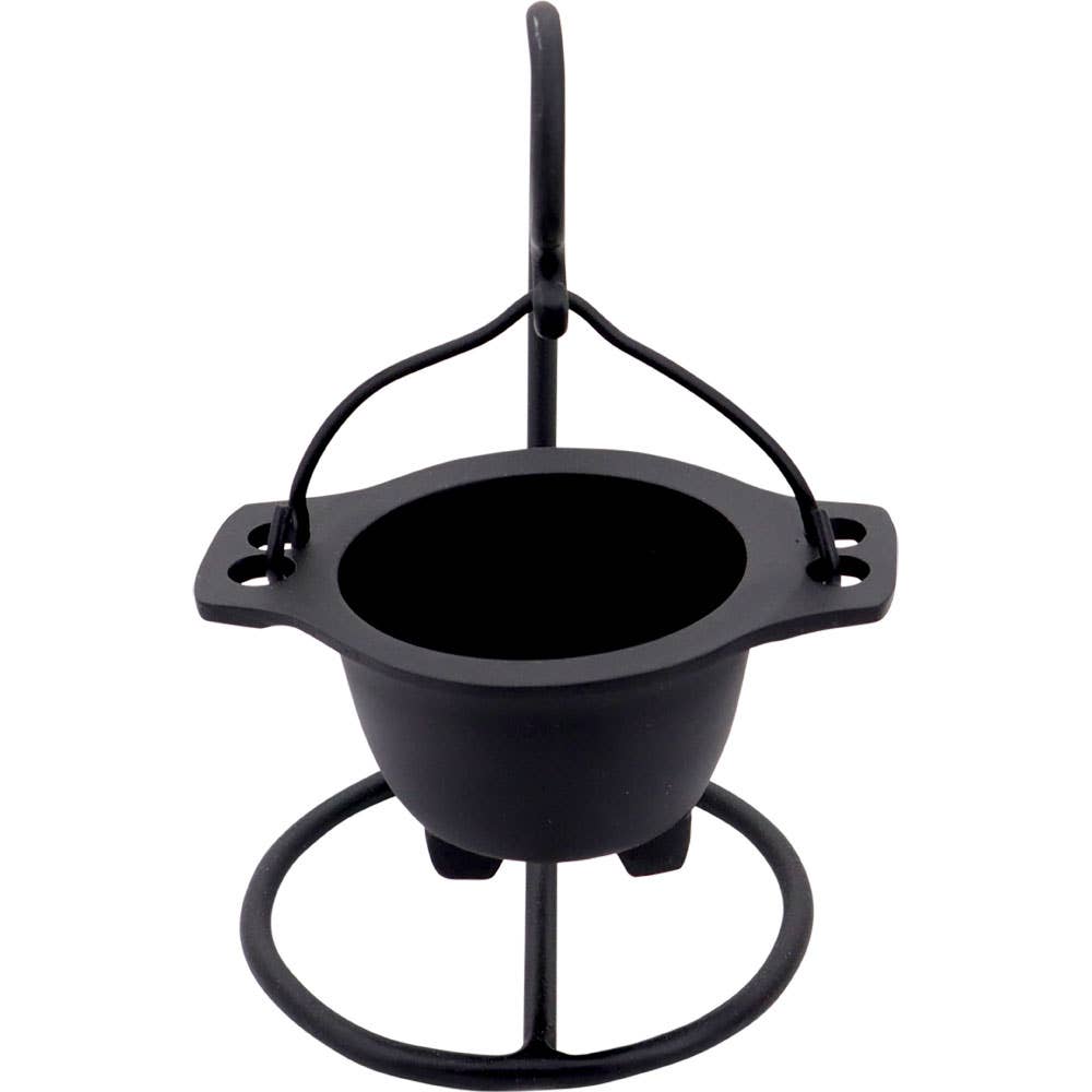 Cast Iron Hanging Cauldron with Stand | Votive & Tealight Holder | Altar Cauldron