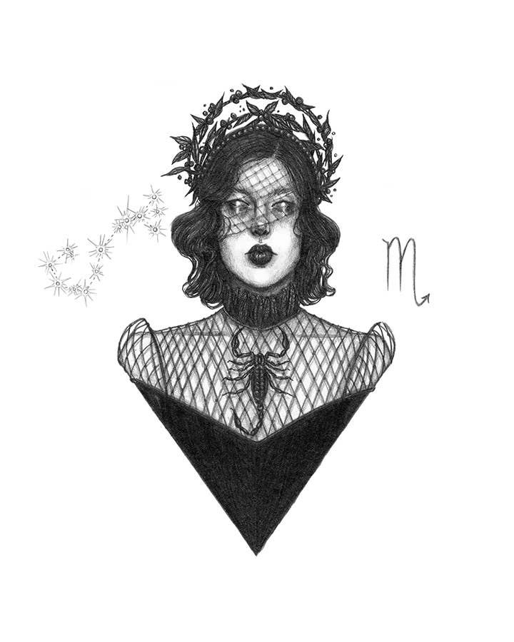 Scorpio Zodiac Goddess Fine Art Print - Astrology Star Sign