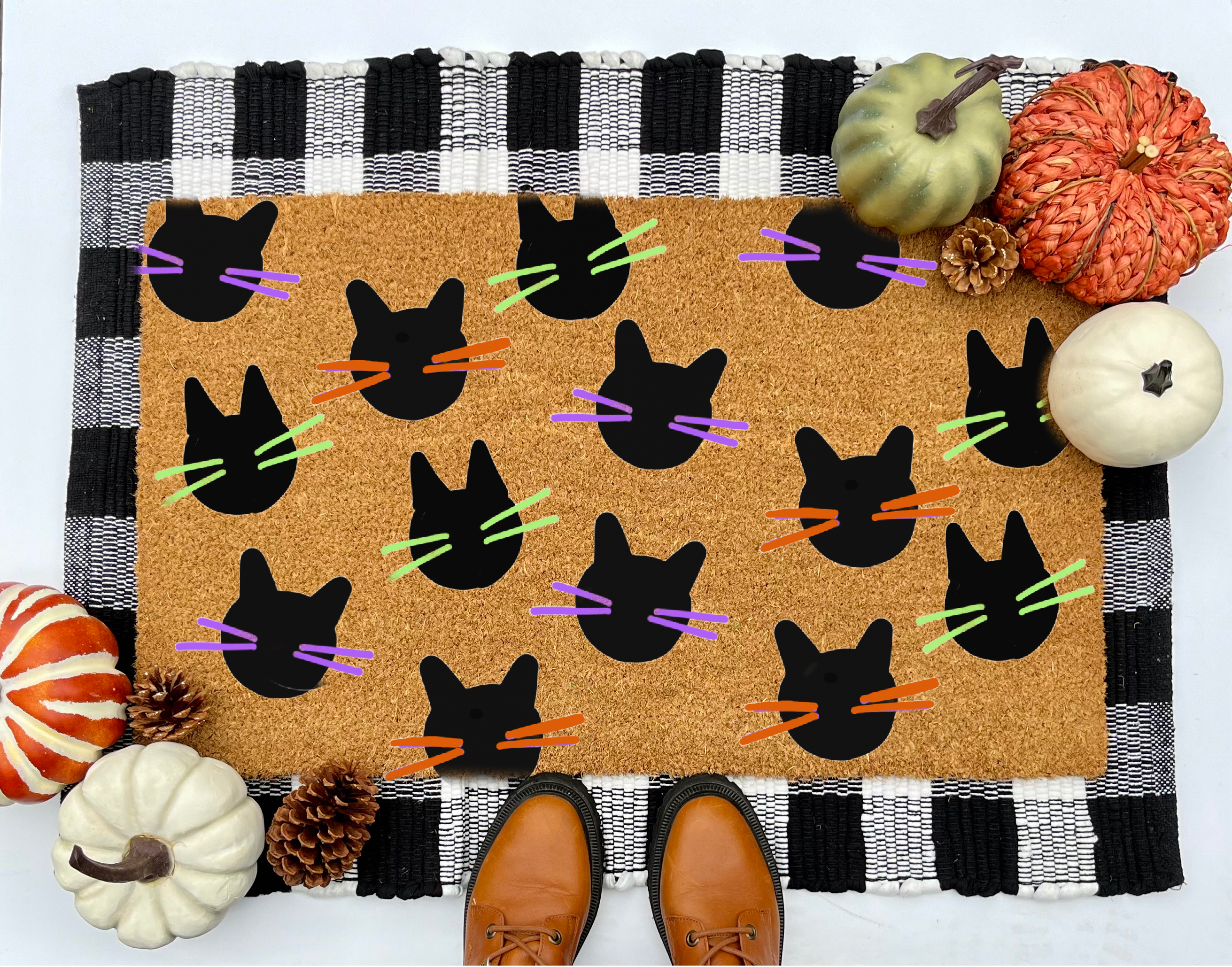 Black Cat Coir Doormat 