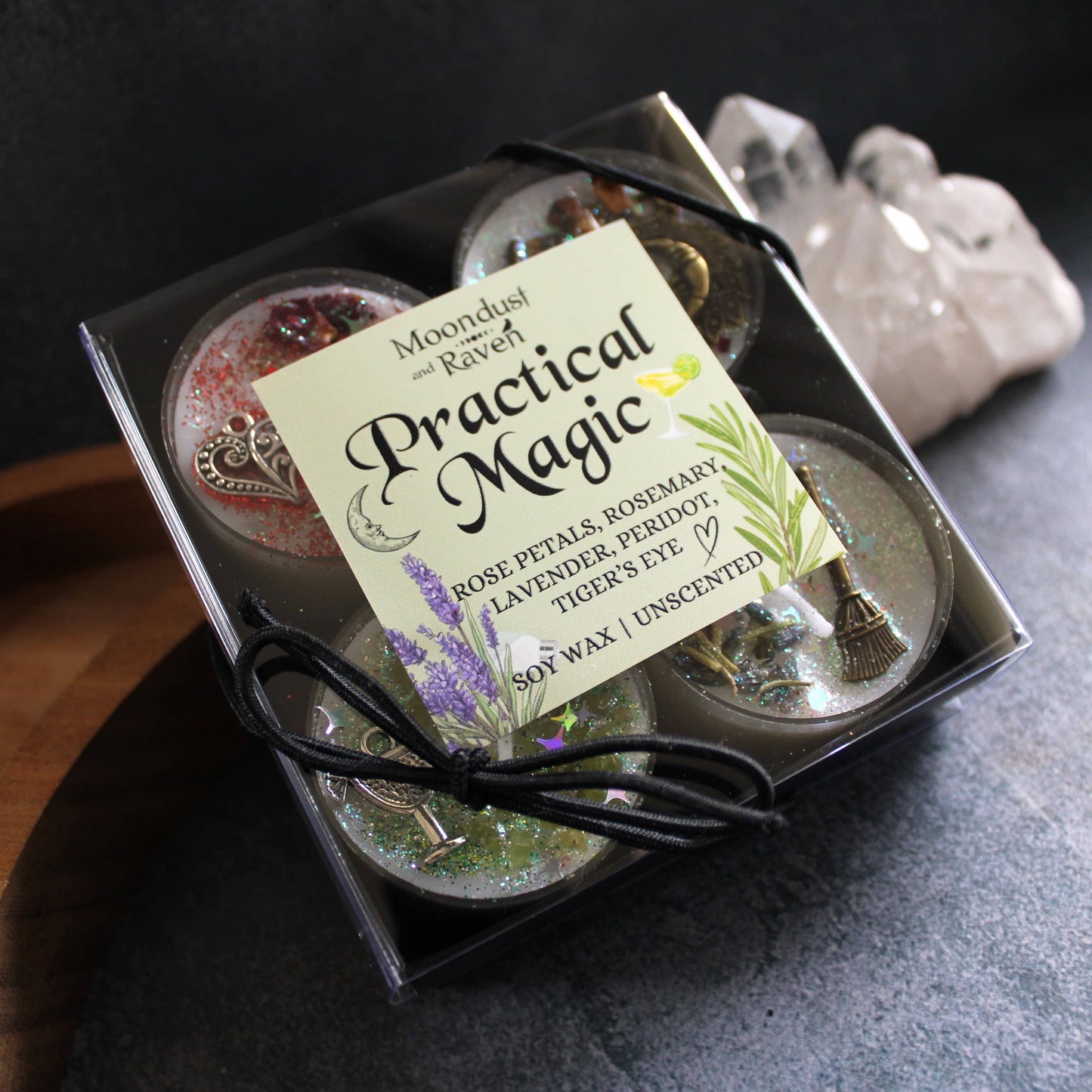 Practical Magic Tealight Crystal Candles | Set of 4 Ritual Candles